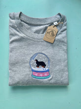 Load image into Gallery viewer, Various Breeds- Christmas Snow Globe Dogs T-Shirt- winter robin Embroidered tee for dog lovers