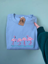 Load image into Gallery viewer, Embroidered Flamingo Sweatshirt - colourful sweatshirt for bird lovers
