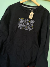 Load image into Gallery viewer, PRE-LOVED ‘intergalactic dogs’ black sweatshirt (IMPERFECT)