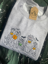 Load image into Gallery viewer, Tricks for Treats - Embroidered Dog Costume Pumpkin Sweatshirt/ hoodie for dog lovers and spooky witches ready for Halloween