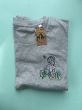 Load image into Gallery viewer, Schnauzer Bluebells T-Shirt - grey L