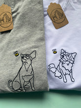 Load image into Gallery viewer, OUTLINE STYLE- Spring Dogs T-Shirt- Embroidered organic cotton tee for dog lovers