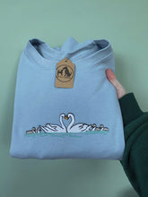 Load image into Gallery viewer, Embroidered Swan Sweatshirt - colourful sweatshirt for geese lovers