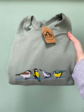 Load image into Gallery viewer, British Garden Birds Sweatshirt - Great, Blue, Coal and Marsh tit sweater for twitchers