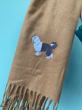 Load image into Gallery viewer, Full Colour Embroidered dog breed Scarf- Classic scarf for winter dog walks