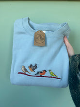 Load image into Gallery viewer, Finches Embroidered Sweatshirt - Chaffinch, Hawfinch, Bullfinch and Greenfinch gifts for bird lovers.