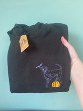 Load image into Gallery viewer, Embroidered Dog Breed Halloween Sweatshirt / t-shirt - multiple breeds available.