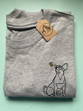 Load image into Gallery viewer, Short Hair Chihuahua Outline T-shirt - embroidered chihuahua dog organic tee for dog lovers and owners