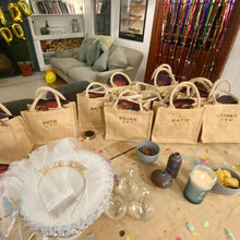 Load image into Gallery viewer, Mini Custom Name Jute Gift Bag - Gift bags for weddings, parties, hen dos