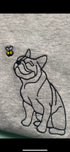 Load image into Gallery viewer, Frenchie Outline T-shirt - embroidered french bulldog organic tee for dog lovers and owners