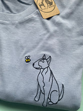 Load image into Gallery viewer, Bull Terrier Outline T-shirt - embroidered English bull terrier dog organic tee for dog lovers and owners