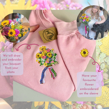 Load image into Gallery viewer, Custom Bridal Bouquet Embroidered Sweatshirt - wedding gifts for the bride or bridal party.