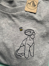 Load image into Gallery viewer, Bedlington Terrier Outline T-shirt - embroidered Bedlington organic tee for dog lovers and owners