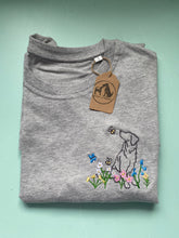 Load image into Gallery viewer, OUTLINE STYLE- Wildflower Dogs T-Shirt- Embroidered tee for dog lovers
