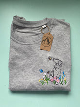 Load image into Gallery viewer, OUTLINE STYLE- Wildflower Dogs T-Shirt- Embroidered tee for dog lovers