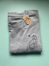 Load image into Gallery viewer, Beagle Outline T-shirt - embroidered beagle organic tee for dog lovers and owners