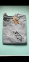 Load image into Gallery viewer, Frenchie Outline T-shirt - embroidered french bulldog organic tee for dog lovers and owners