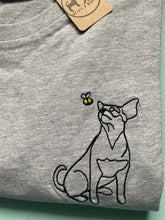 Load image into Gallery viewer, Short Hair Chihuahua Outline T-shirt - embroidered chihuahua dog organic tee for dog lovers and owners