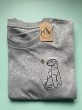 Load image into Gallery viewer, Bedlington Terrier Outline T-shirt - embroidered Bedlington organic tee for dog lovers and owners