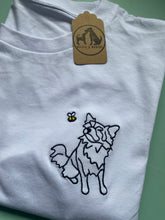 Load image into Gallery viewer, Long Hair Chihuahua Outline T-shirt - embroidered chihuahua dog organic tee for dog lovers and owners