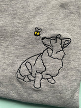 Load image into Gallery viewer, Corgi Outline T-shirt - embroidered Welsh Pembroke/ cardigan corgi dog organic tee for dog lovers and owners