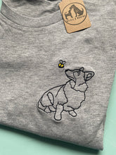 Load image into Gallery viewer, Corgi Outline T-shirt - embroidered Welsh Pembroke/ cardigan corgi dog organic tee for dog lovers and owners