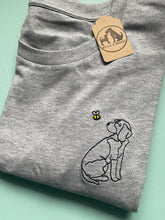 Load image into Gallery viewer, Beagle Outline T-shirt - embroidered beagle organic tee for dog lovers and owners