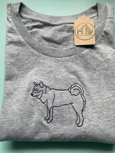 Load image into Gallery viewer, Embroidered Organic Shiba Inu T-Shirt - Gifts for Shiba Inu lovers and owners