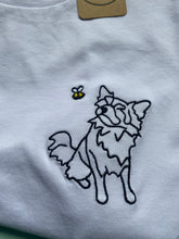 Load image into Gallery viewer, Long Hair Chihuahua Outline T-shirt - embroidered chihuahua dog organic tee for dog lovers and owners