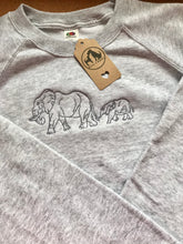 Load image into Gallery viewer, Embroidered Elephant Family Sweatshirt for Elephant Lovers