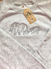 Load image into Gallery viewer, Embroidered Elephant Family Sweatshirt for Elephant Lovers
