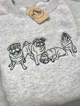 Load image into Gallery viewer, Embroidered Pug Sweatshirt - Pug lover & owner gifts