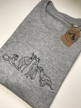 Load image into Gallery viewer, Embroidered Sighthound T-shirt- Organic tee for whippet, lurcher, greyhound lovers