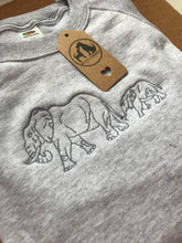 Load image into Gallery viewer, Embroidered Elephant Family Sweatshirt for Elephant Lovers