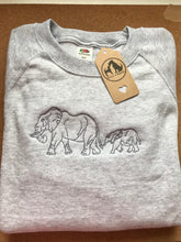 Load image into Gallery viewer, Embroidered Elephant Family Sweatshirt for Elephant Lovers