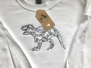 Embroidered T-Rex Dinosaur Sweatshirt