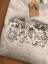 Load image into Gallery viewer, Embroidered Cats Sweatshirt - The perfect gift for cat lovers & owners