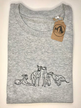 Load image into Gallery viewer, Embroidered Sighthound T-shirt- Organic tee for whippet, lurcher, greyhound lovers