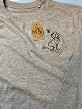 Load image into Gallery viewer, Border Terrier Outline T-shirt - embroidered terrier organic tee for dog lovers and owners