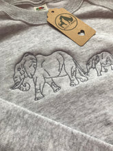 Load image into Gallery viewer, Embroidered Elephant Family Sweatshirt for Elephant Lovers