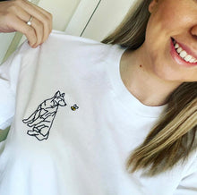 Load image into Gallery viewer, GSD Outline T-shirt - embroidered German shepherd organic tee for dog lovers and owners