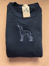 Load image into Gallery viewer, Embroidered Sighthound Silhouette Sweatshirt- Gifts for Whippet, greyhound, galgo, lurcher lovers and owners