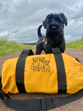 Load image into Gallery viewer, Custom Barrel Bag for Dog Lovers and Owners- colourful embroidered recycled holdall for your adventures