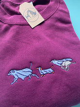 Load image into Gallery viewer, Embroidered Dog Ghosts Sweatshirt/ hoodie for dog lovers and spooky witches ready for Halloween