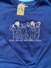 Load image into Gallery viewer, Embroidered Dog Party Sweatshirt - ‘Dogs are my happiness source’