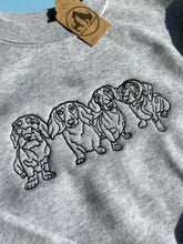 Load image into Gallery viewer, Embroidered dachshund Sweater - Gifs for long hair, short hair and wire hair Sausage dog Lovers and owners