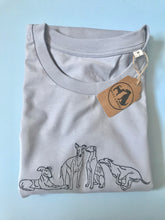 Load image into Gallery viewer, Embroidered Sighthound T-shirt- Organic tee for whippet, lurcher, greyhound lovers