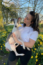 Load image into Gallery viewer, Sighthound  Outline T-shirt - Embroidered Whippet, Lurcher, greyhound organic tee for dog lovers and owners