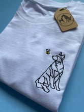 Load image into Gallery viewer, GSD Outline T-shirt - embroidered German shepherd organic tee for dog lovers and owners