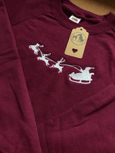 Load image into Gallery viewer, Embroidered Santa and Reindeer Sled Christmas Jumper
